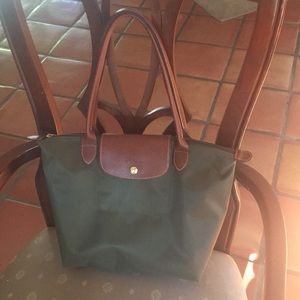 Longchamp Le Pliage small tote- olive green